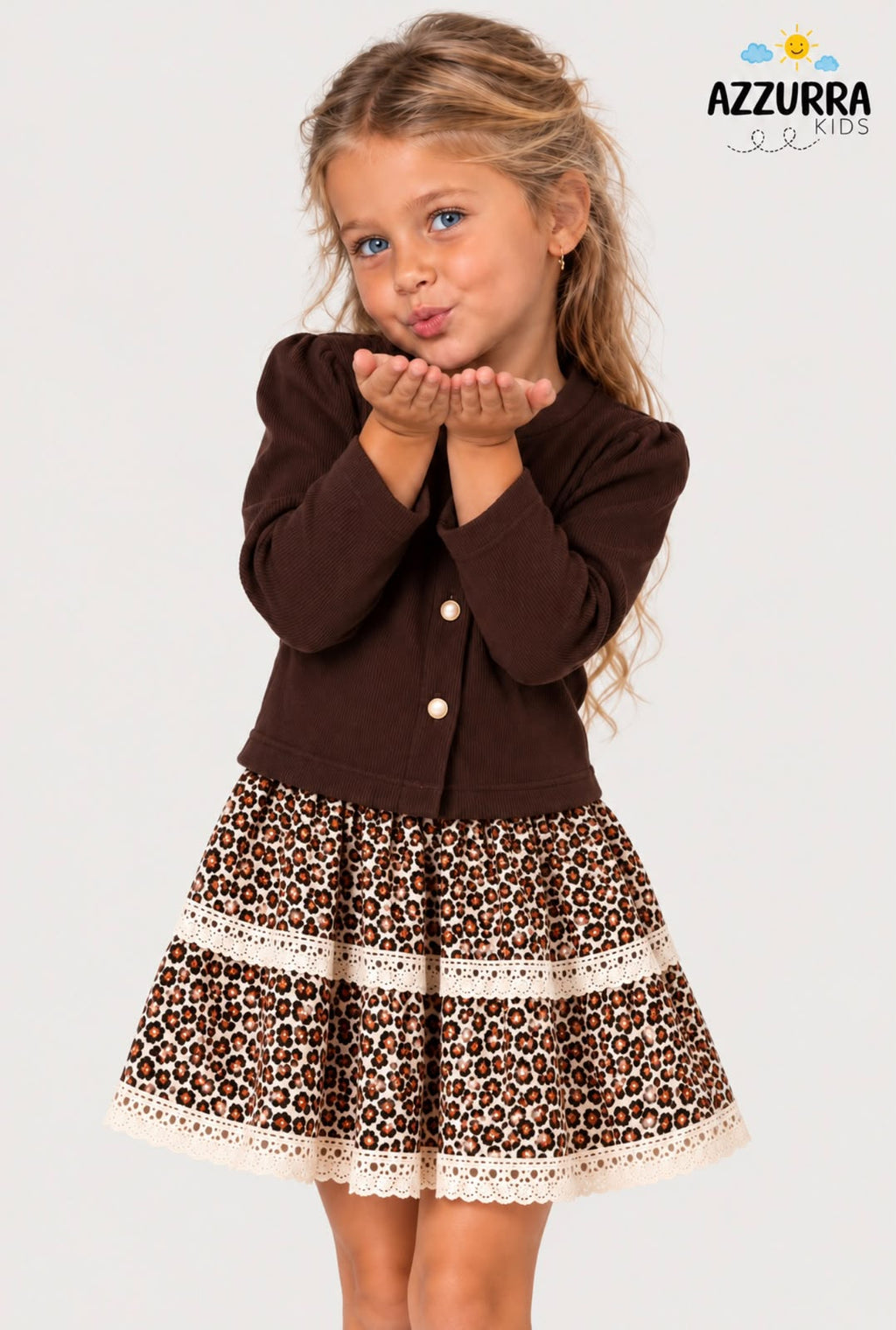 BROWN TIGER SKIRT SET