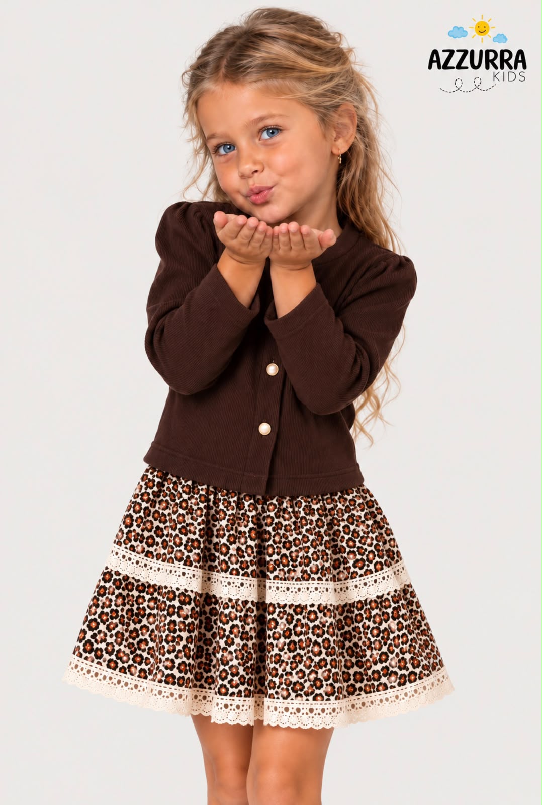BROWN TIGER SKIRT SET