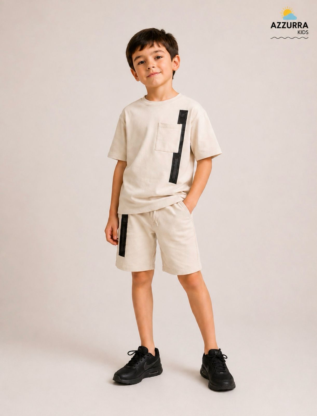 BASIC BEIGE SET WITH BLACK ZIPPER