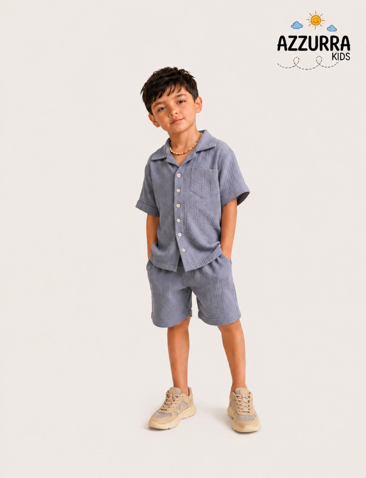 GREY LINEN SHORT SET