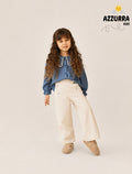 DENIM AND BEIGE PANT SET