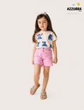 STITCH DENIM SHORT SET
