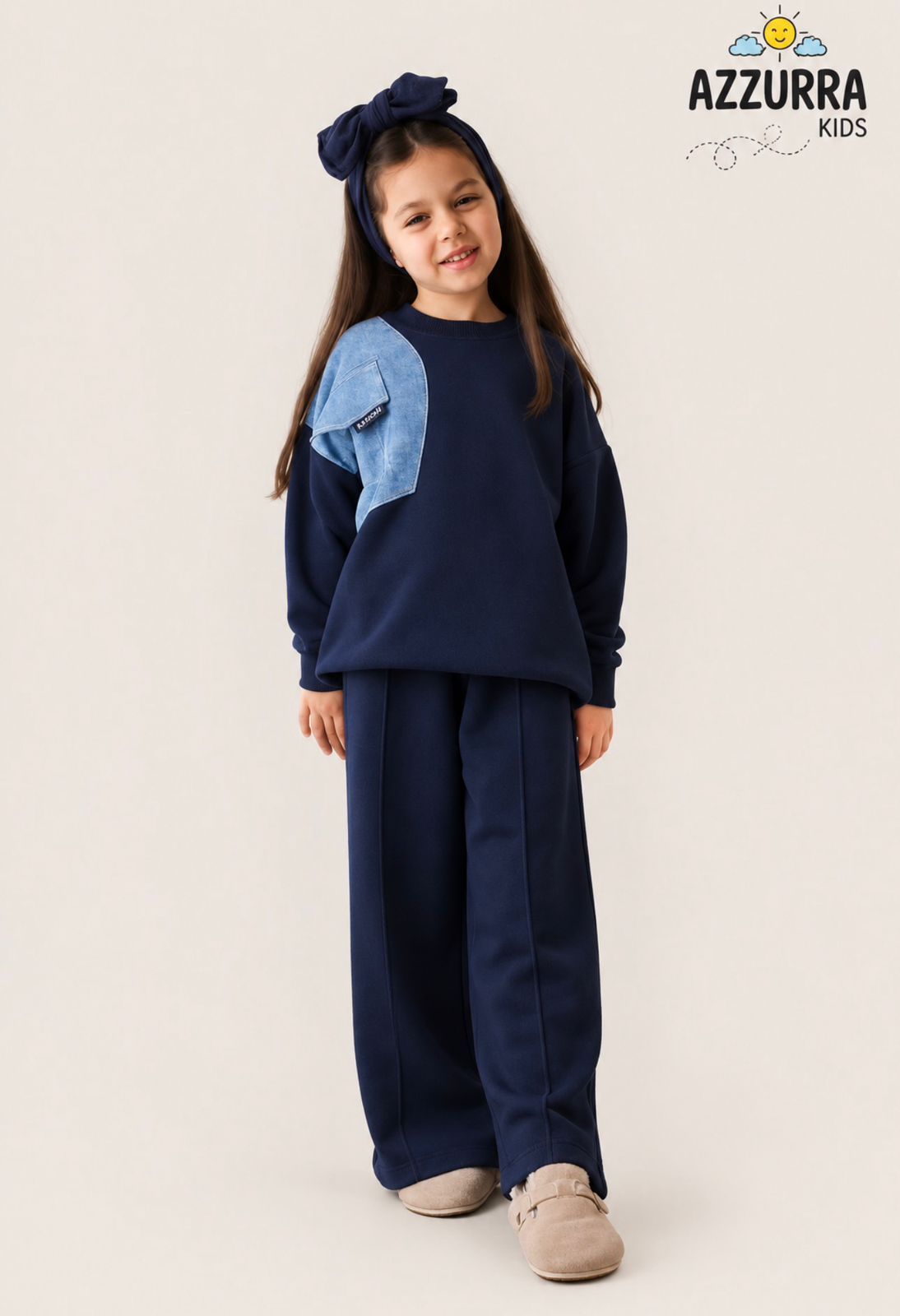 NAVY WITH DENIM POCKET SET