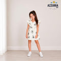LINEN WHITE DRESS AND BLACK FLOWERS