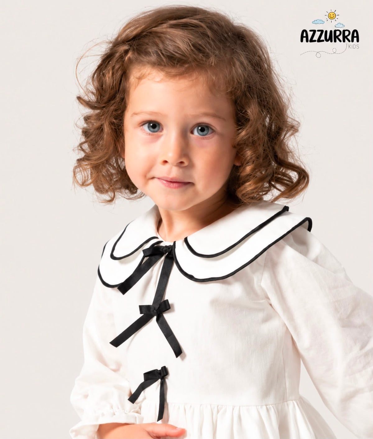 WHITE DRESS WITH BLACK BOW DRESS