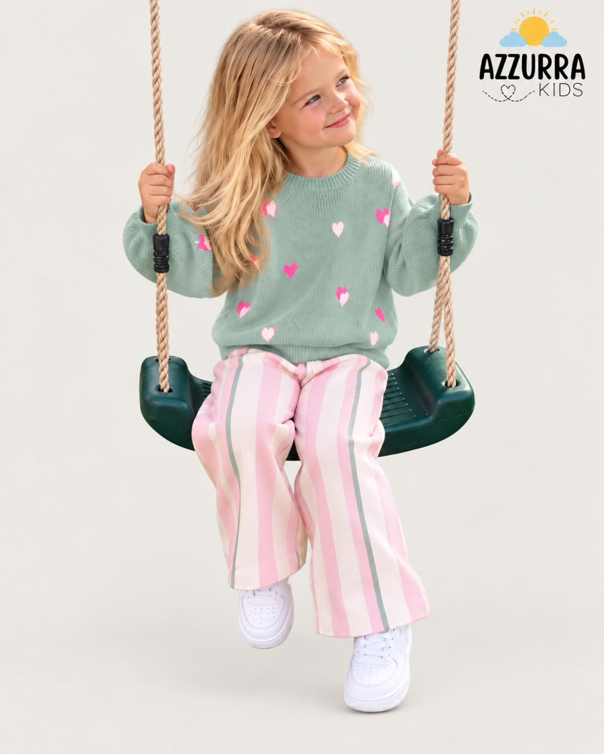 MINT GREEN AND PINK HEART WOOL SET