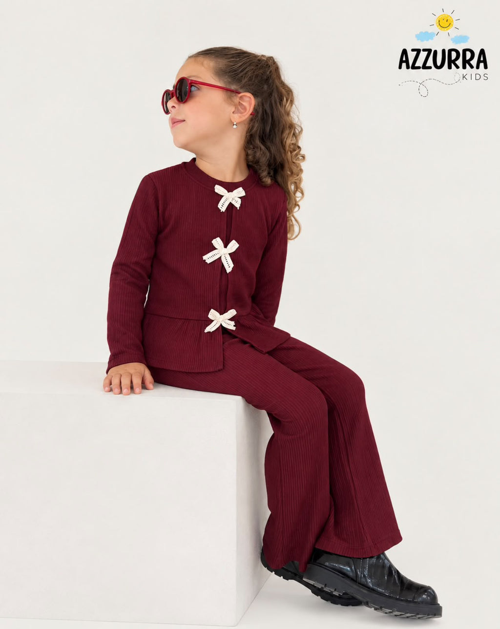 BURGUNDY SET WITH WHITE BOW