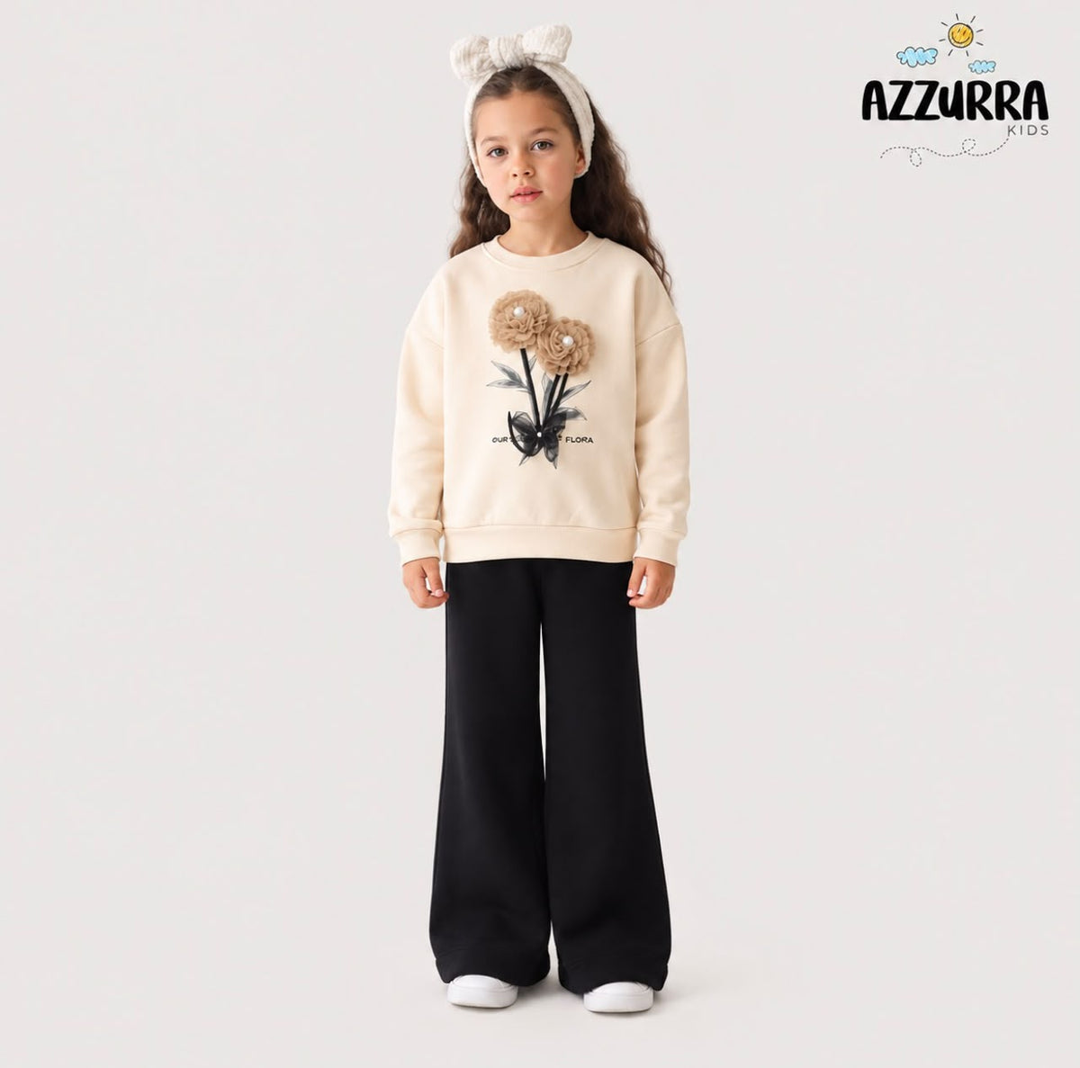 BEIGE FLOWER FLEECE SET