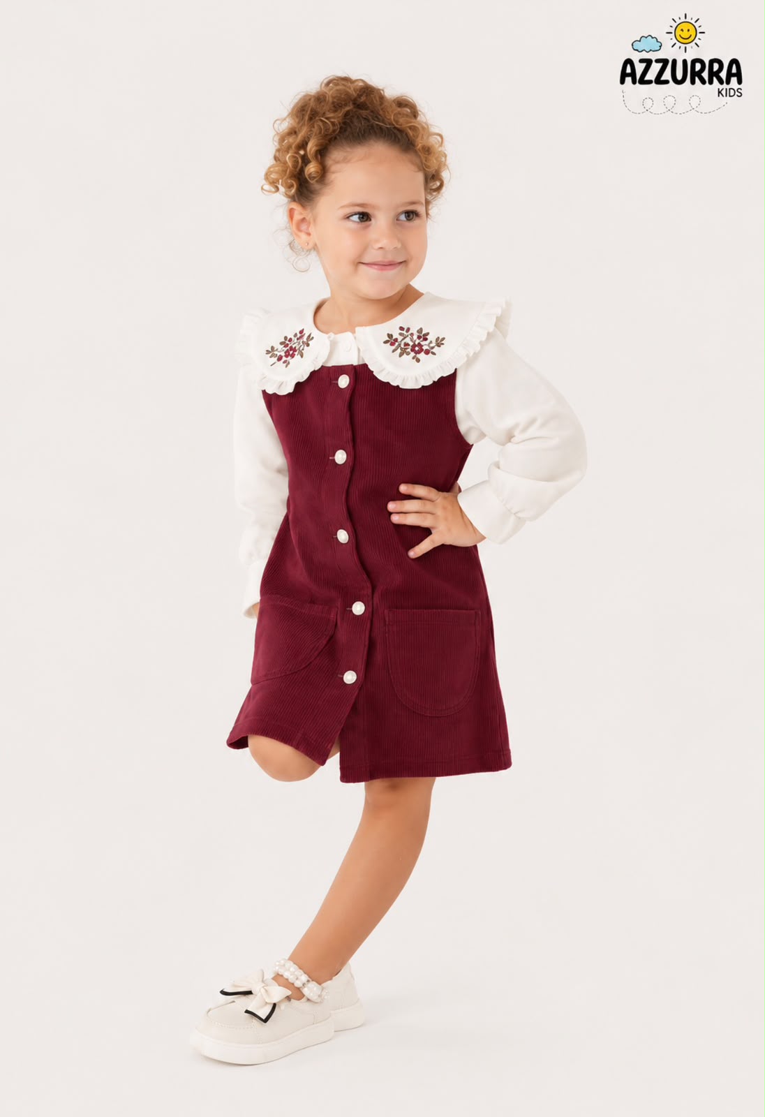 BURGUNDY DENIM DRESS