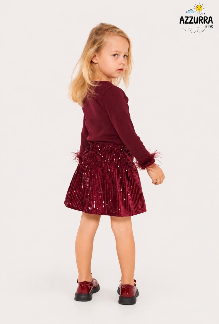 BURGUNDY TWINKLE SKIRT SET