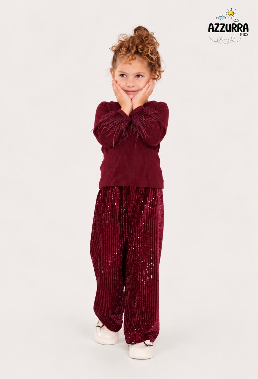 BURGUNDY TWINKLE PANT SET