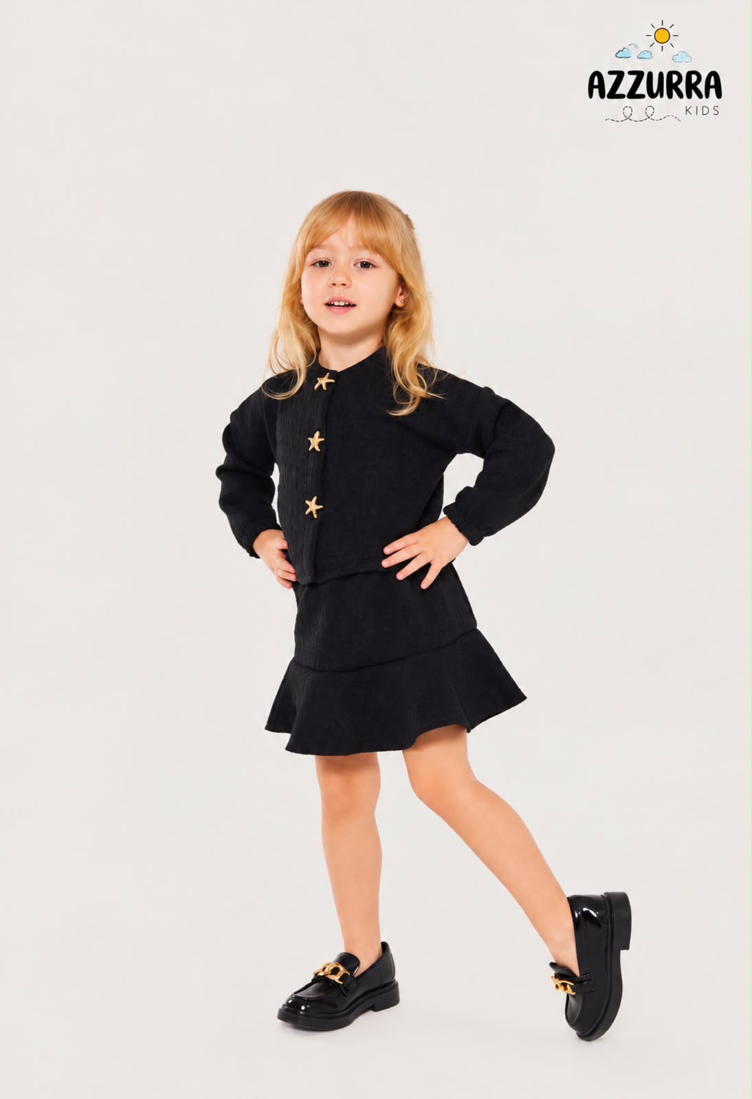 BLACK CHRISTMAS STAR SKIRT SET