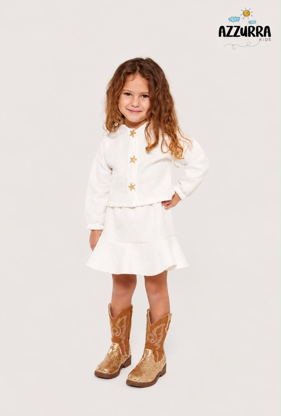 WHITE CHRISTMAS STAR SKIRT SET