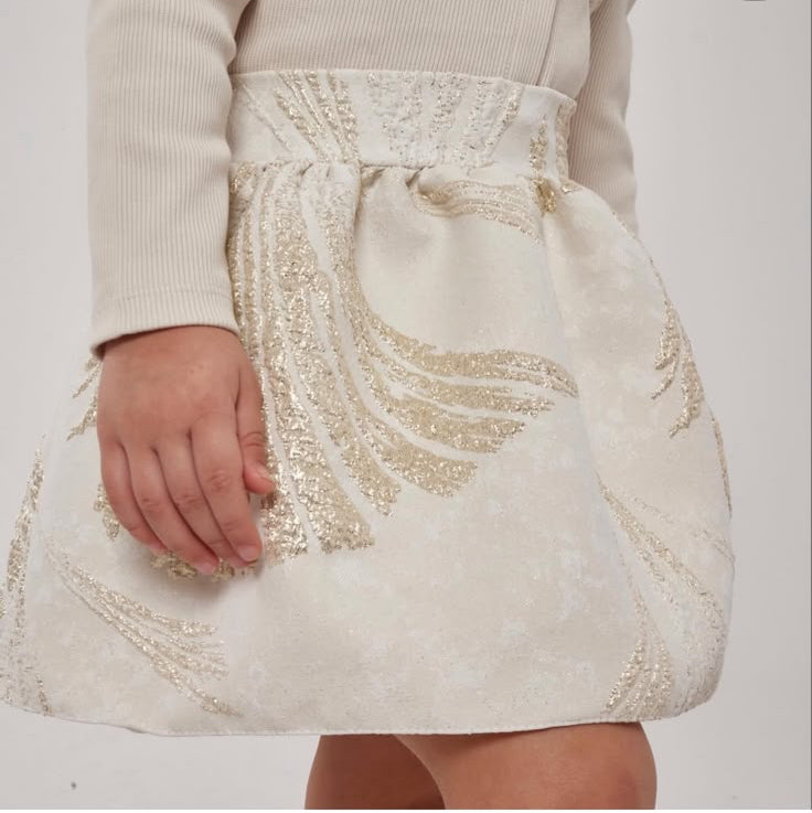 LIGHT BEIGE AND GOLD SKIRT SET