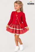 RED FLORAL SKIRT SET