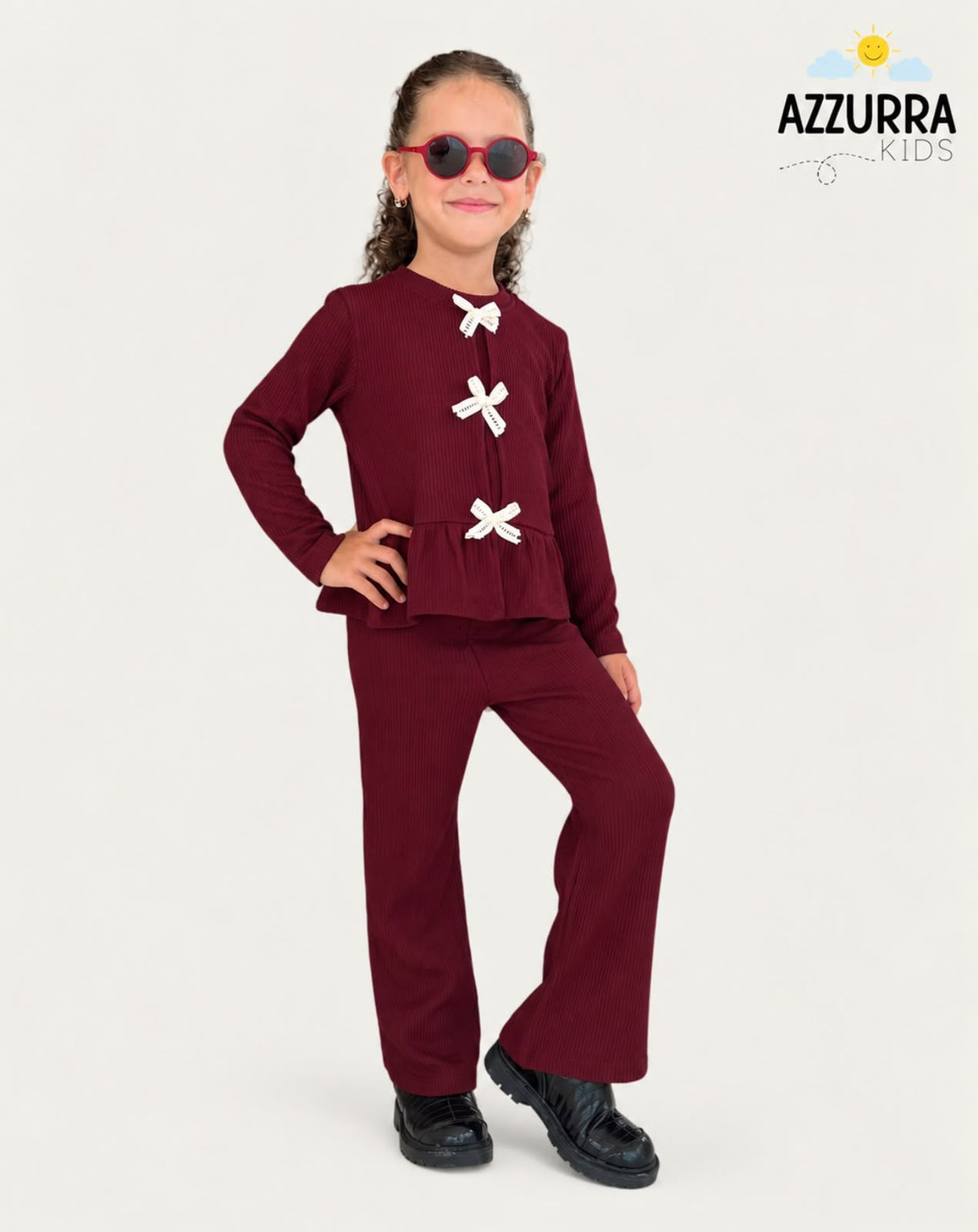 BURGUNDY SET WITH WHITE BOW