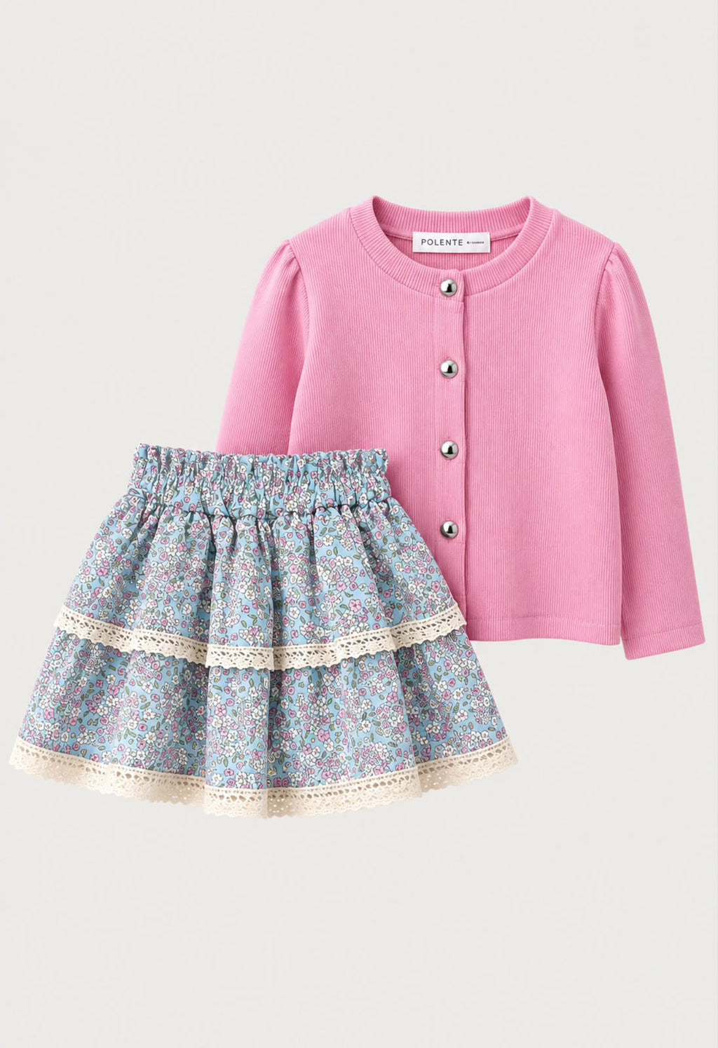 PINK FLORAL SKIRT SET