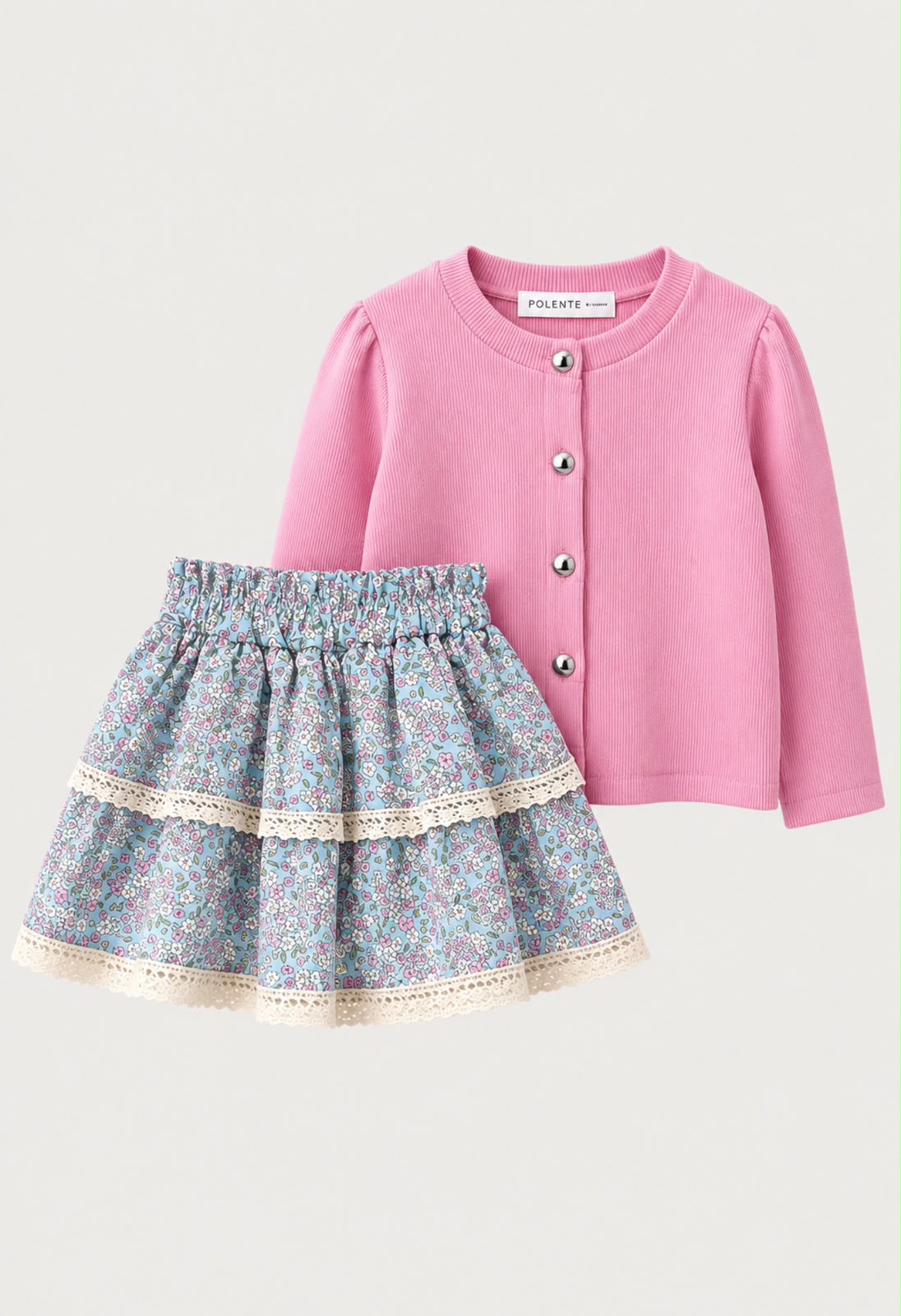 PINK FLORAL SKIRT SET