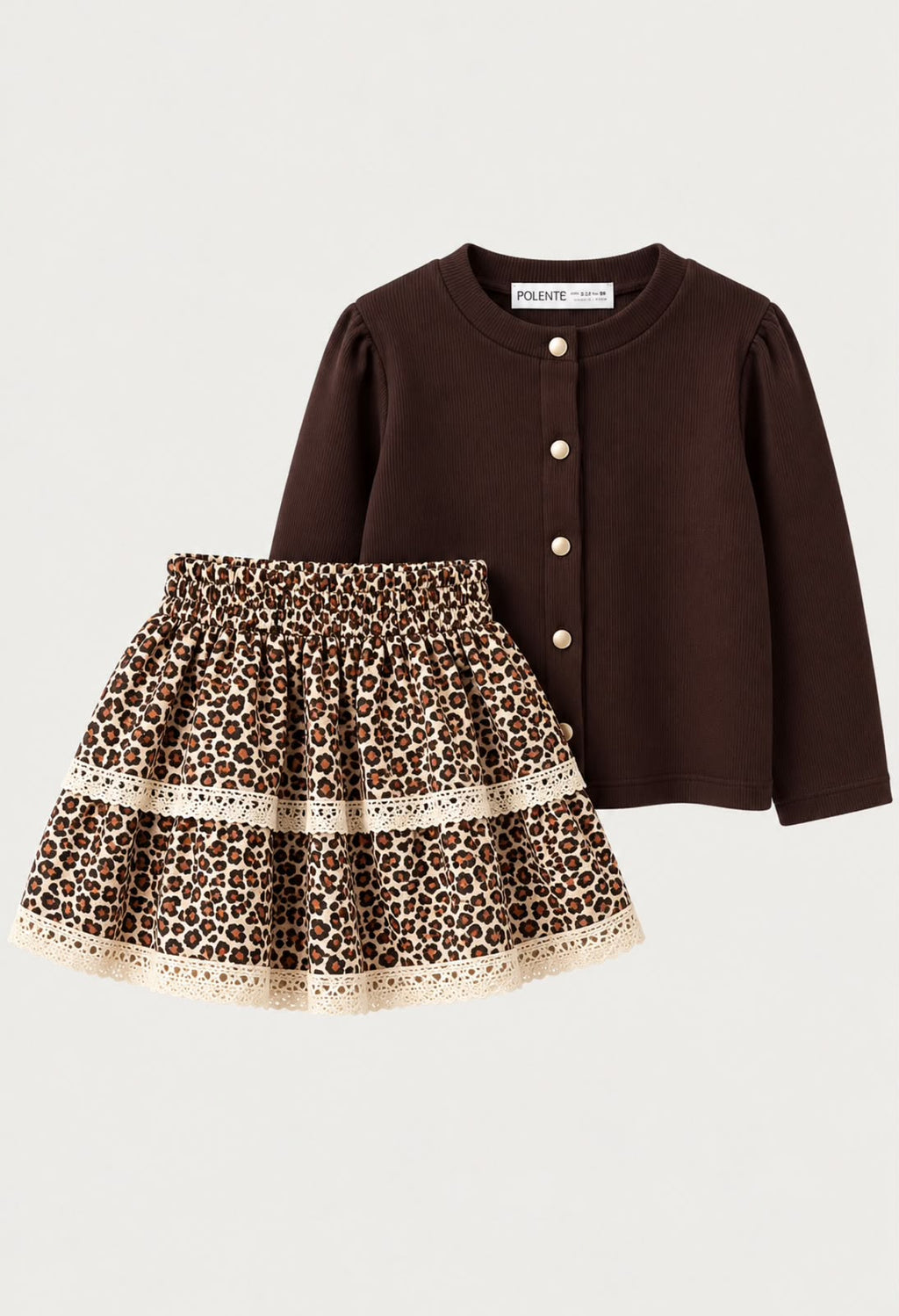 BROWN TIGER SKIRT SET