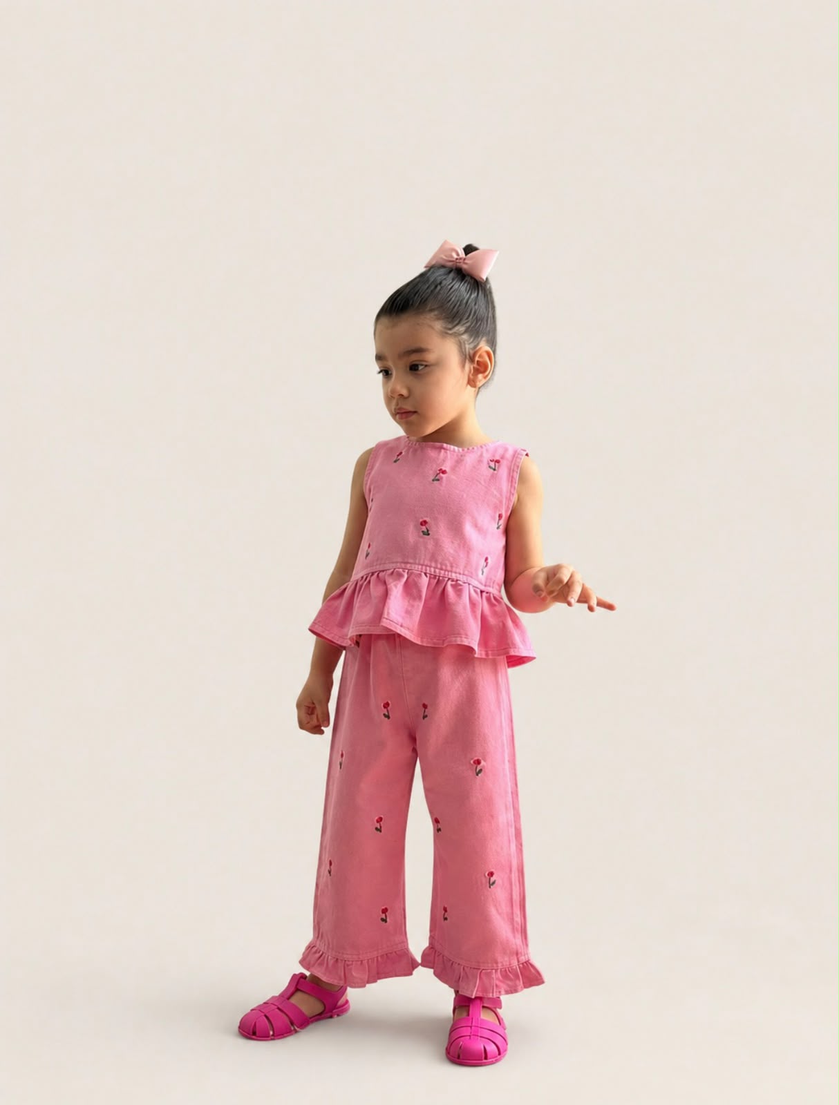 FLORAL PINK PANT SET