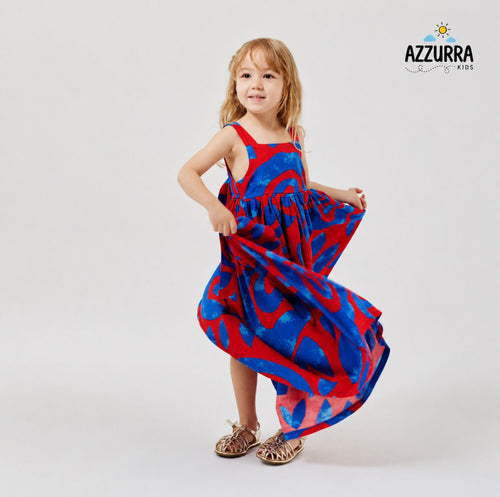 BLUE AND RED DRESS