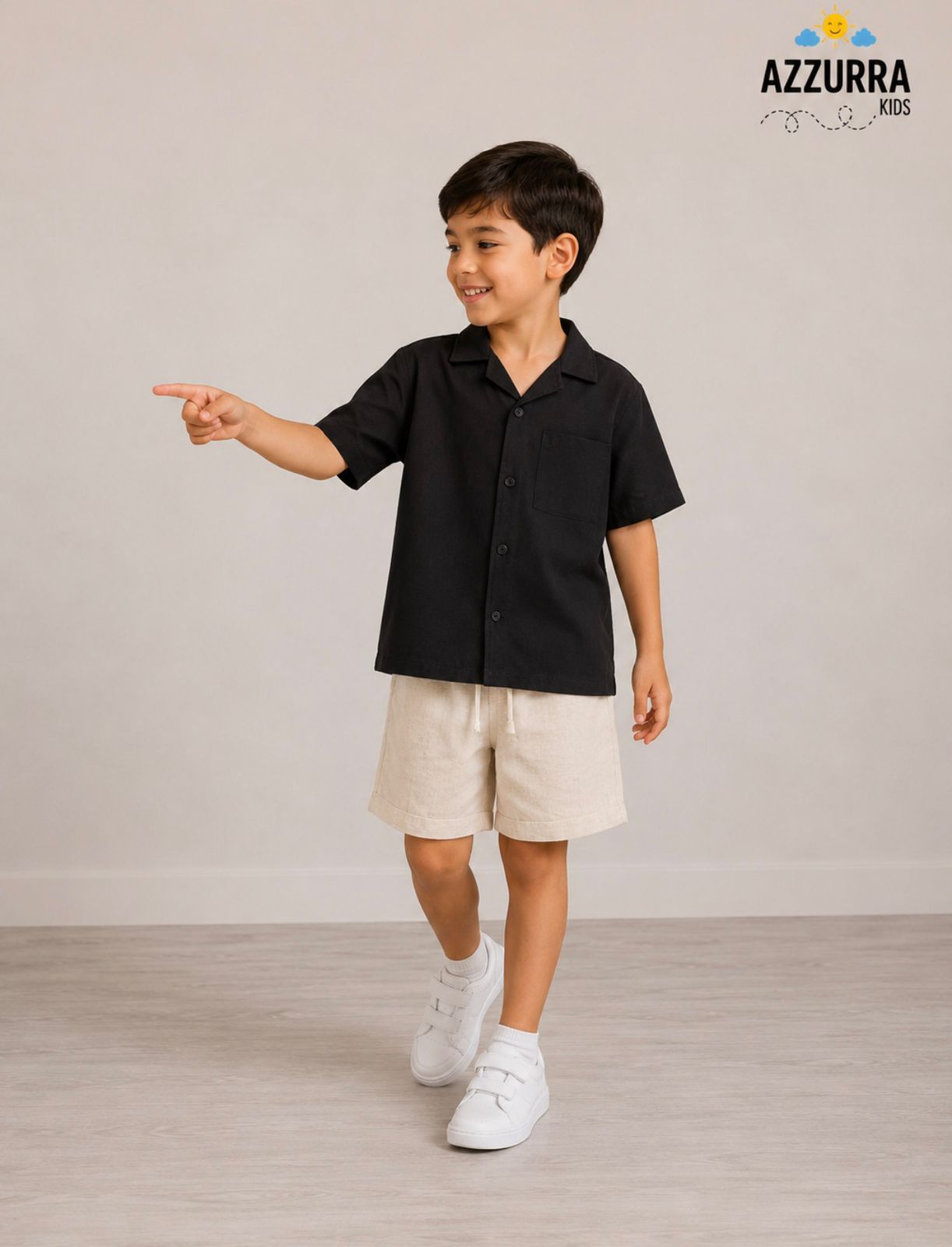 BLACK AND BEIGE LINEN SET