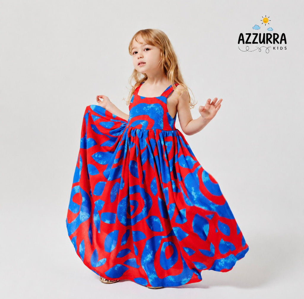 BLUE AND RED DRESS