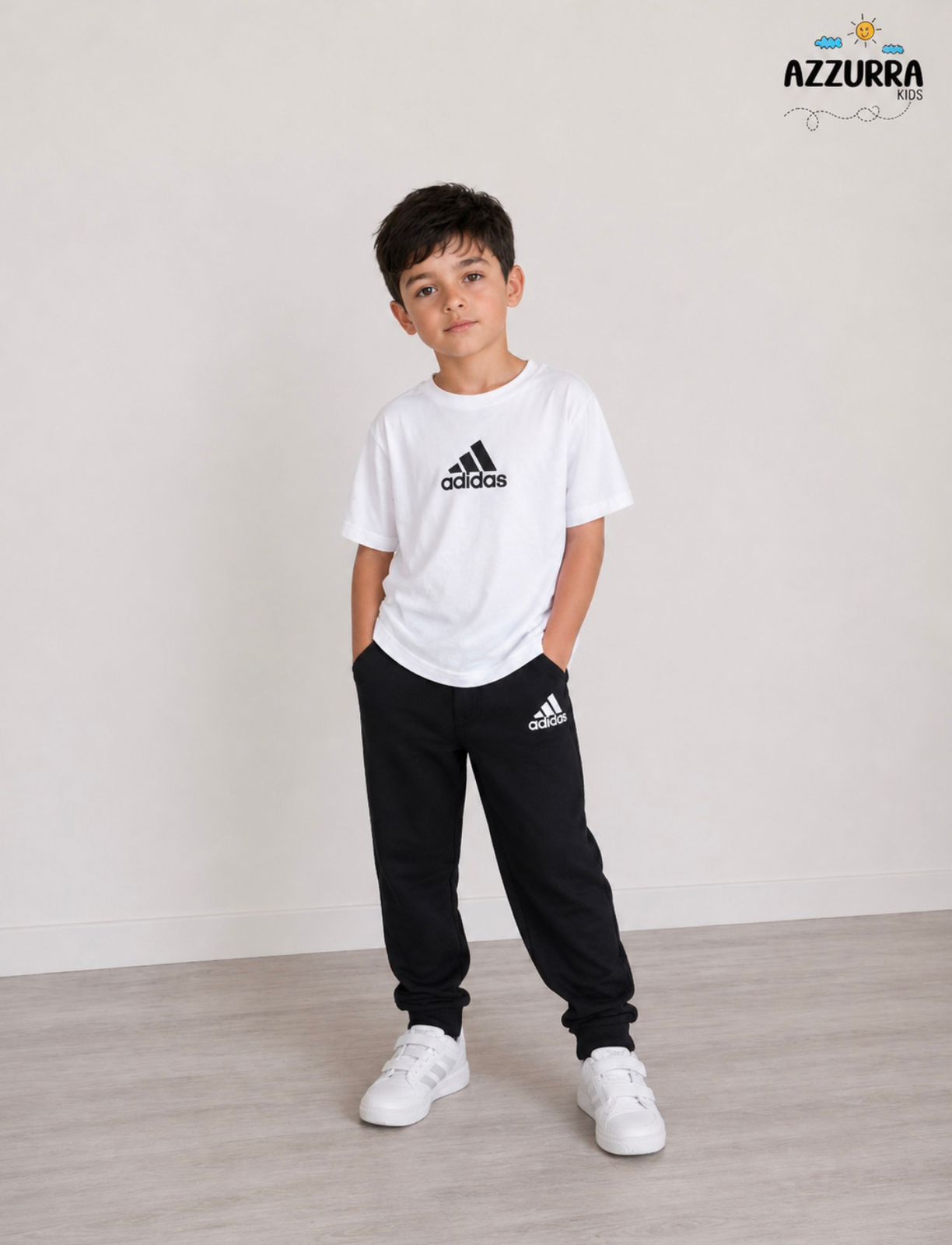 ADIDAS WHITE AND BLACK PANT SET